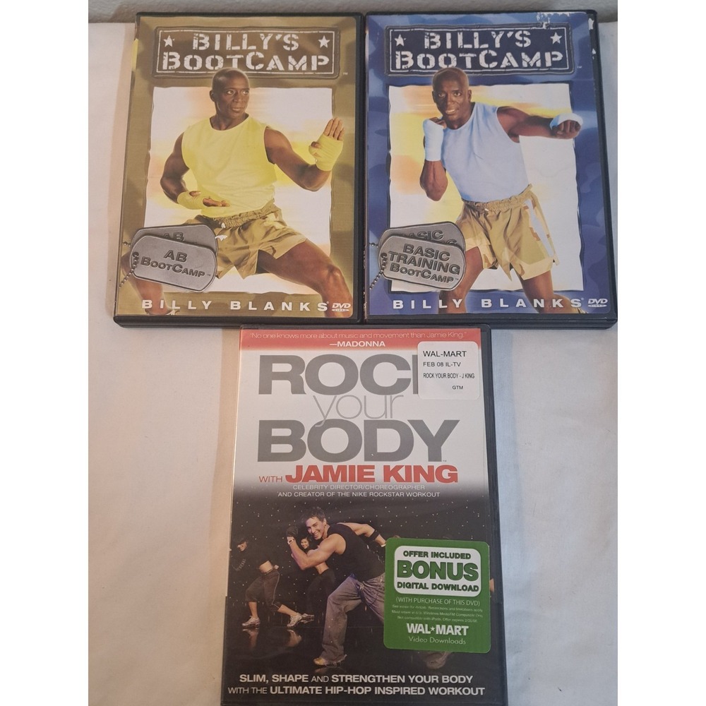 Billy Blanks Bootcamp DVDs Plus NEW Rock Your Body Jamie King Workout Lot Of 3